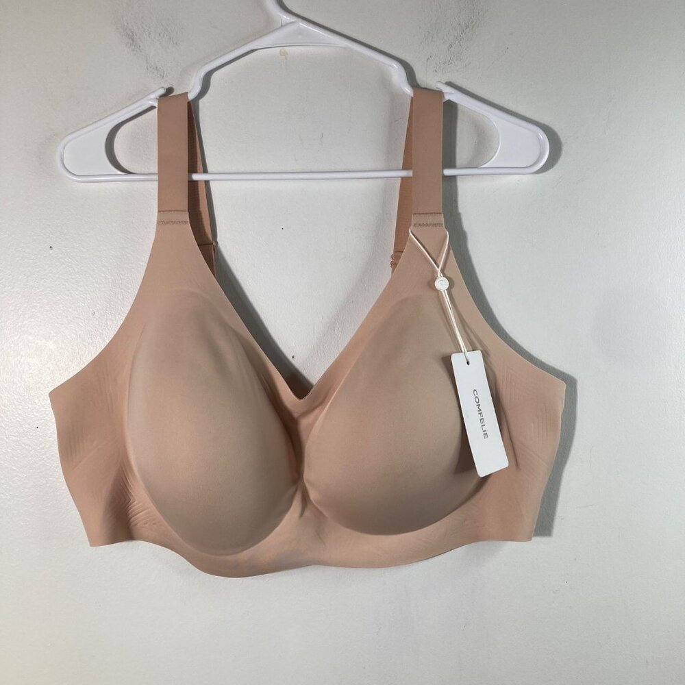 Womens Comfelie Lightly‎ Lined Stretch Bra Nylon Spandex Beige 3XL Plus NWT